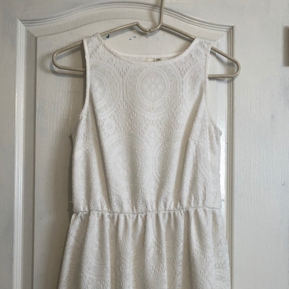Tacera White Lace Over Dress